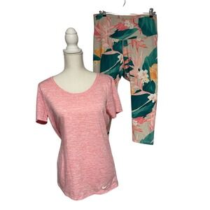 Nike Dri Fit Shirt and Old Navy Elevate Fitness Leggings Womens Large Bundle